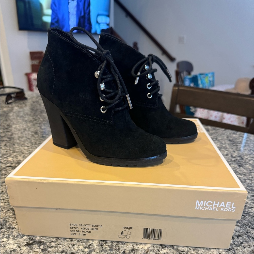 Michael Kors Black Suede Heeled Boots